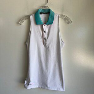 RLX Ralph Lauren Golf Polo Women's XS White Blue Sleeveless